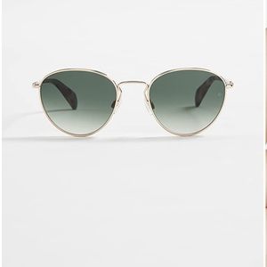 NWT Rag & Bone Light Green Havana Round Aviator Sunglasses